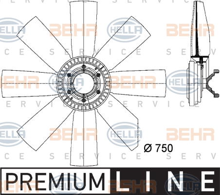 Ventilateur, refroidissement du moteur BEHR HELLA SERVICE *** PREMIUM LINE ***
