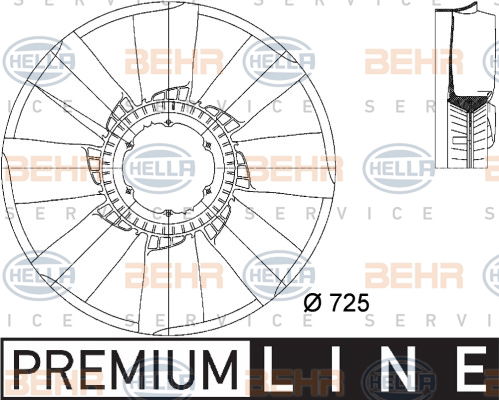 Roue du souffleur, refroidissement  du moteur BEHR HELLA SERVICE *** PREMIUM LINE ***