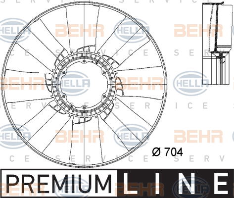 Roue du souffleur, refroidissement  du moteur BEHR HELLA SERVICE *** PREMIUM LINE ***