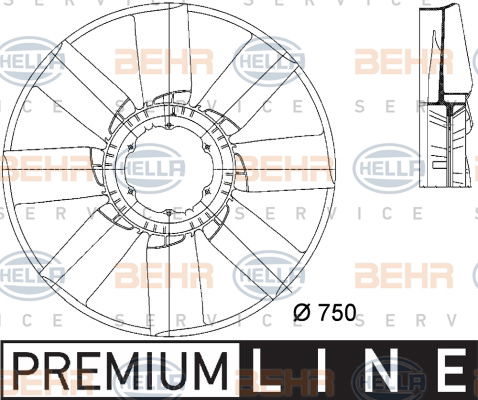 Roue du souffleur, refroidissement  du moteur BEHR HELLA SERVICE *** PREMIUM LINE ***