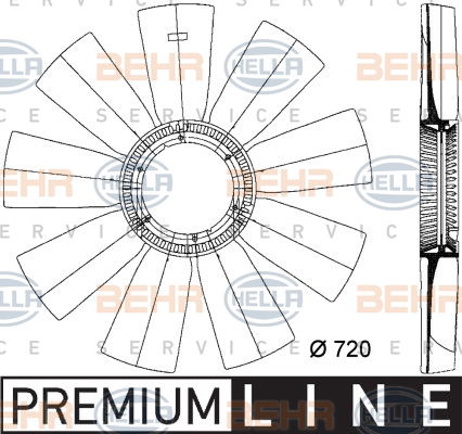 Roue du souffleur, refroidissement  du moteur BEHR HELLA SERVICE *** PREMIUM LINE ***