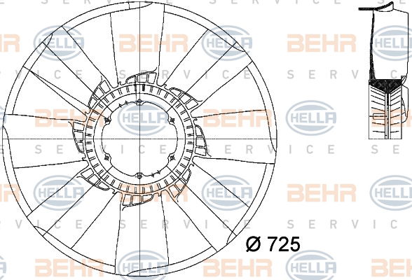 Roue du souffleur, refroidissement  du moteur BEHR HELLA SERVICE