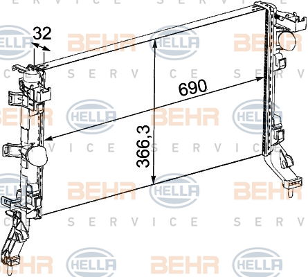 Radiateur, refroidissement du moteur BEHR HELLA SERVICE *** PREMIUM LINE ***