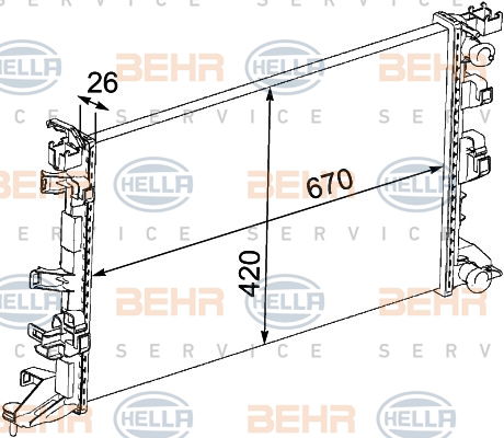 Radiateur, refroidissement du moteur BEHR HELLA SERVICE *** PREMIUM LINE ***