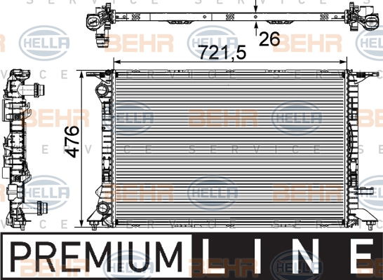 Radiateur, refroidissement du moteur BEHR HELLA SERVICE *** PREMIUM LINE ***