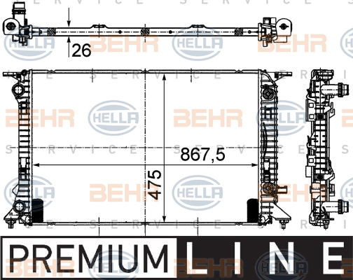 Radiateur, refroidissement du moteur BEHR HELLA SERVICE *** PREMIUM LINE ***