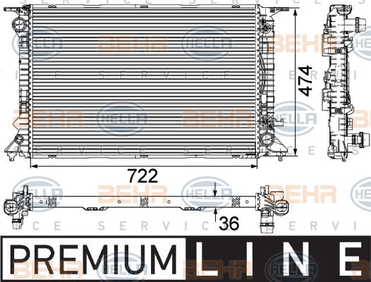 Radiateur, refroidissement du moteur BEHR HELLA SERVICE *** PREMIUM LINE ***