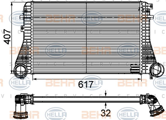 Intercooler, échangeur BEHR HELLA SERVICE *** PREMIUM LINE ***