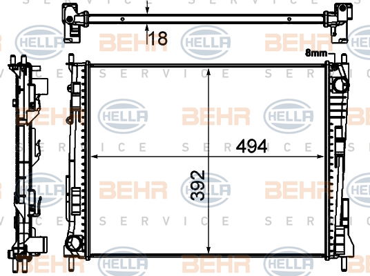 Radiateur, refroidissement du moteur BEHR HELLA SERVICE