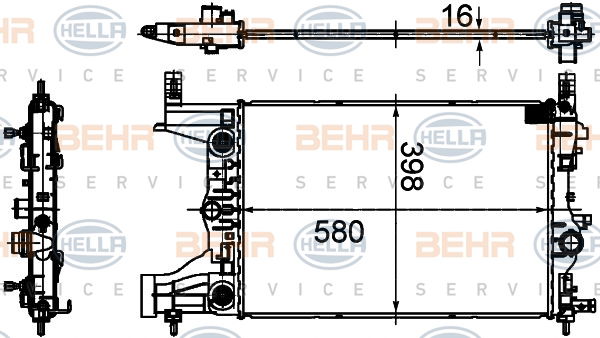 Radiateur, refroidissement du moteur BEHR HELLA SERVICE