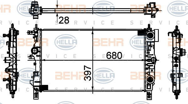 Radiateur, refroidissement du moteur BEHR HELLA SERVICE