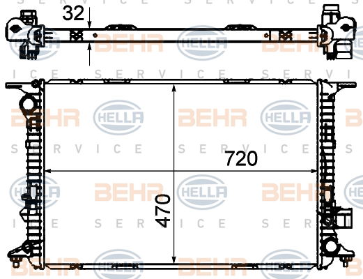 Radiateur, refroidissement du moteur BEHR HELLA SERVICE Version ALTERNATIF