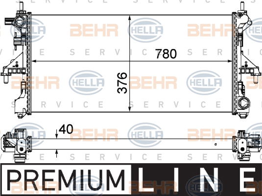 Radiateur, refroidissement du moteur BEHR HELLA SERVICE *** PREMIUM LINE ***