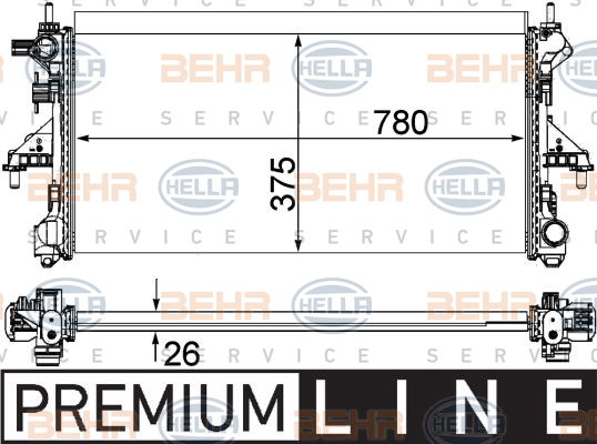 Radiateur, refroidissement du moteur BEHR HELLA SERVICE *** PREMIUM LINE ***