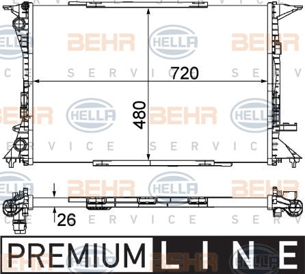 Radiateur, refroidissement du moteur BEHR HELLA SERVICE *** PREMIUM LINE ***