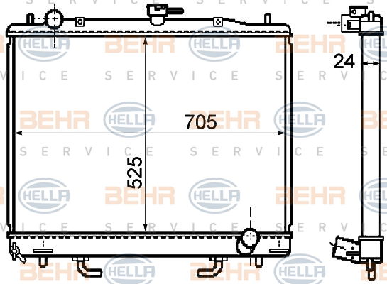 Radiateur, refroidissement du moteur BEHR HELLA SERVICE