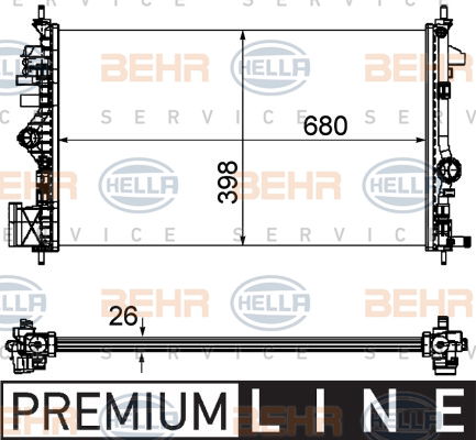 Radiateur, refroidissement du moteur BEHR HELLA SERVICE *** PREMIUM LINE ***