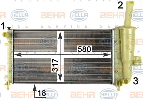 Radiateur, refroidissement du moteur BEHR HELLA SERVICE
