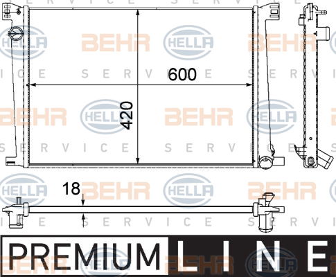 Radiateur, refroidissement du moteur BEHR HELLA SERVICE *** PREMIUM LINE ***