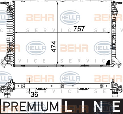 Radiateur, refroidissement du moteur BEHR HELLA SERVICE *** PREMIUM LINE ***