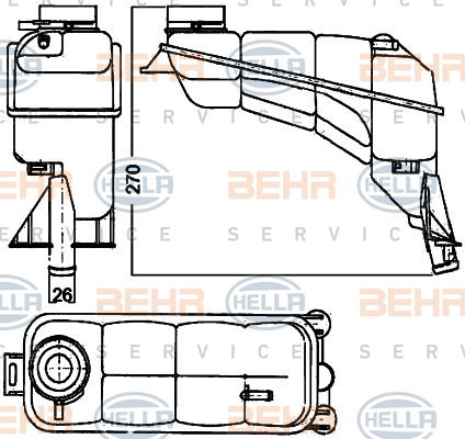 Vase d'expansion, liquide de refroidissement BEHR HELLA SERVICE