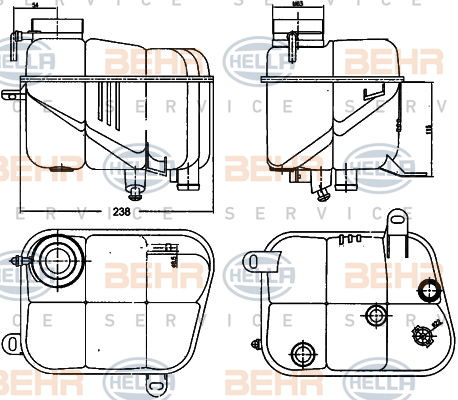 Vase d'expansion, liquide de refroidissement BEHR HELLA SERVICE