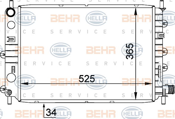 Radiateur, refroidissement du moteur BEHR HELLA SERVICE