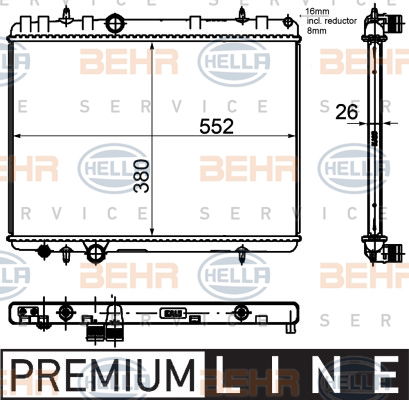 Radiateur, refroidissement du moteur BEHR HELLA SERVICE *** PREMIUM LINE ***