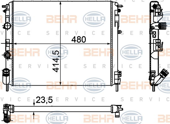 Radiateur, refroidissement du moteur BEHR HELLA SERVICE *** PREMIUM LINE ***