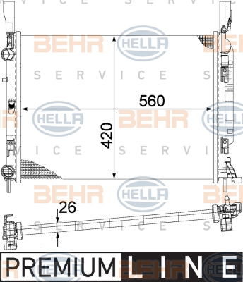 Radiateur, refroidissement du moteur BEHR HELLA SERVICE *** PREMIUM LINE ***