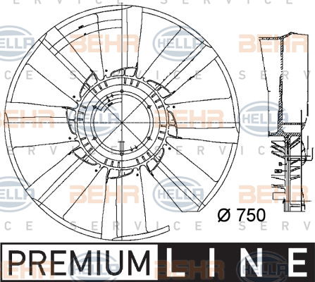 Roue du souffleur, refroidissement  du moteur BEHR HELLA SERVICE *** PREMIUM LINE ***