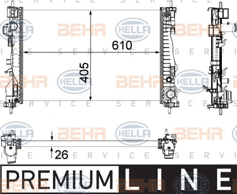 Radiateur, refroidissement du moteur BEHR HELLA SERVICE *** PREMIUM LINE ***