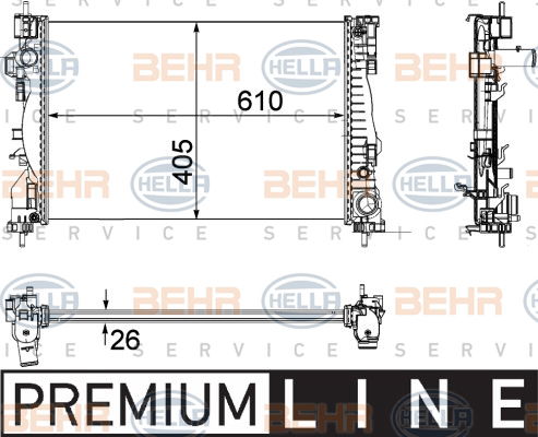 Radiateur, refroidissement du moteur BEHR HELLA SERVICE *** PREMIUM LINE ***