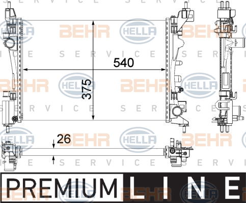 Radiateur, refroidissement du moteur BEHR HELLA SERVICE *** PREMIUM LINE ***