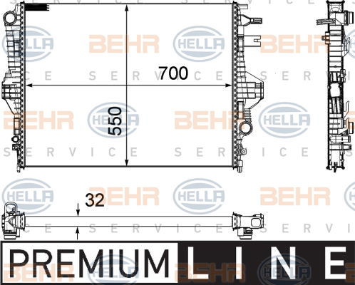 Radiateur, refroidissement du moteur BEHR HELLA SERVICE *** PREMIUM LINE ***