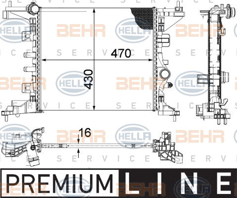 Radiateur, refroidissement du moteur BEHR HELLA SERVICE *** PREMIUM LINE ***