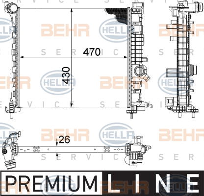 Radiateur, refroidissement du moteur BEHR HELLA SERVICE *** PREMIUM LINE ***