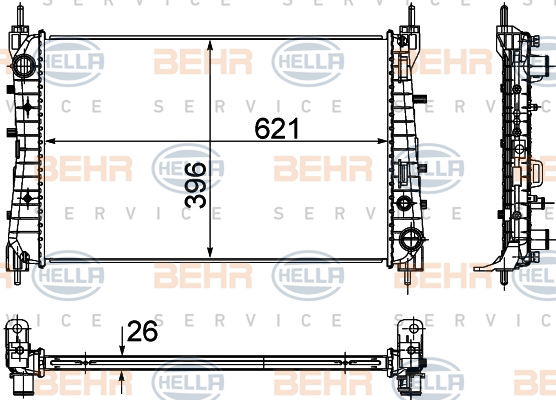 Radiateur, refroidissement du moteur BEHR HELLA SERVICE *** PREMIUM LINE ***