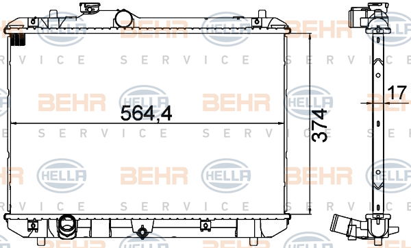 Radiateur, refroidissement du moteur BEHR HELLA SERVICE