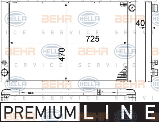 Radiateur, refroidissement du moteur BEHR HELLA SERVICE *** PREMIUM LINE ***