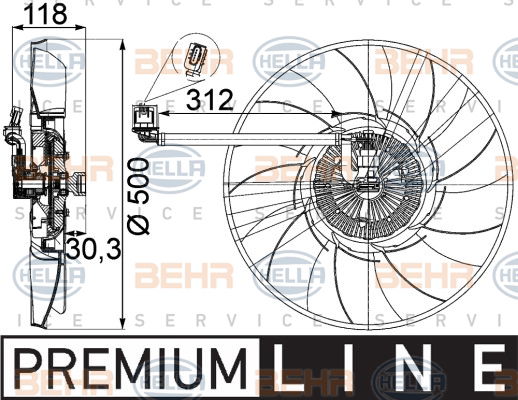 Ventilateur, refroidissement du moteur BEHR HELLA SERVICE *** PREMIUM LINE ***