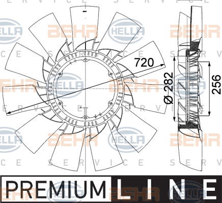 Roue du souffleur, refroidissement  du moteur BEHR HELLA SERVICE *** PREMIUM LINE ***