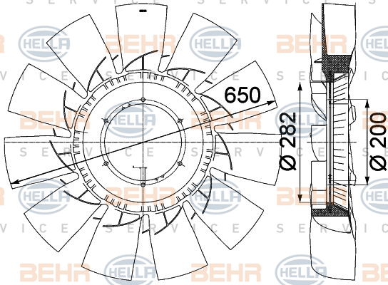 Roue du souffleur, refroidissement  du moteur BEHR HELLA SERVICE *** PREMIUM LINE ***