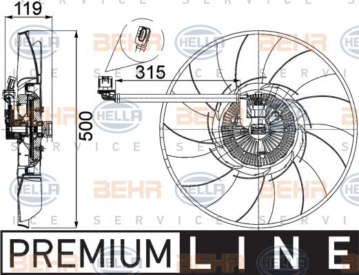 Ventilateur, refroidissement du moteur BEHR HELLA SERVICE *** PREMIUM LINE ***