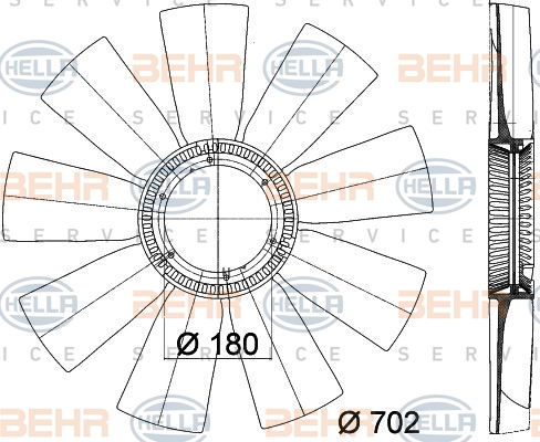 Roue du souffleur, refroidissement  du moteur BEHR HELLA SERVICE *** PREMIUM LINE ***