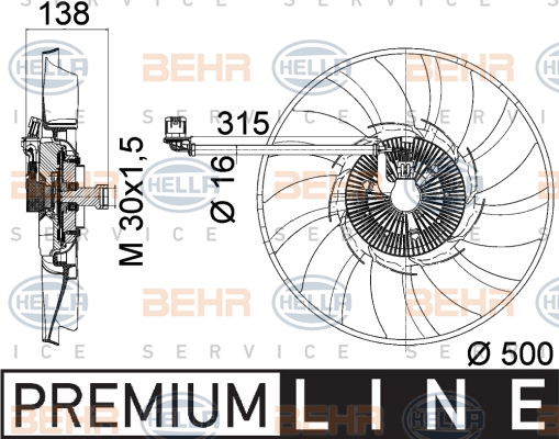 Ventilateur, refroidissement du moteur BEHR HELLA SERVICE *** PREMIUM LINE ***