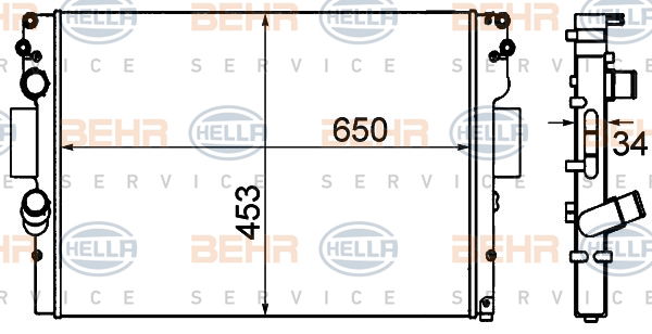 Radiateur, refroidissement du moteur BEHR HELLA SERVICE Version ALTERNATIF