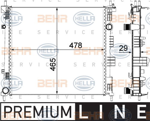 Radiateur, refroidissement du moteur BEHR HELLA SERVICE *** PREMIUM LINE ***