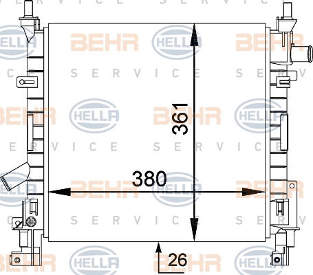 Radiateur, refroidissement du moteur BEHR HELLA SERVICE