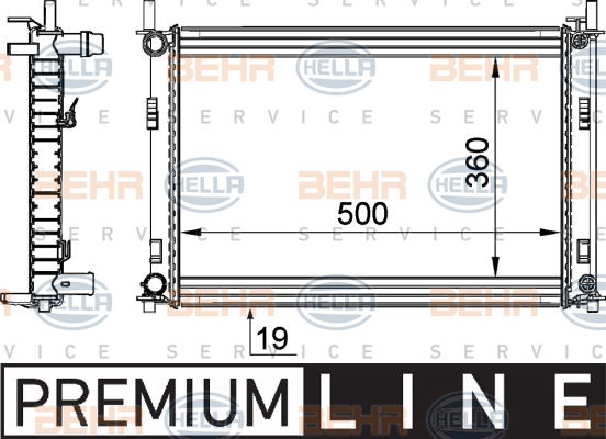 Radiateur, refroidissement du moteur BEHR HELLA SERVICE *** PREMIUM LINE ***